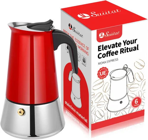 Vista 17 de Cafetera Moka Eléctrica de Aluminio Plateado, Cafetera de Espresso de 3 o 6 Tazas con Placa de Reducción de Dosis