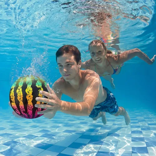 Vista 7 de Juego de pelota de piscina - Pelota de piscina de 9 pulgadas Juguetes inflables de piscina con adaptador de manguera, juego de piscina