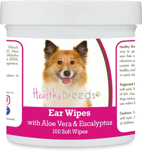 Vista 31 de Healthy Breeds Affenpinscher Toallitas de limpieza de oídos con aloe y eucalipto para perros, 100