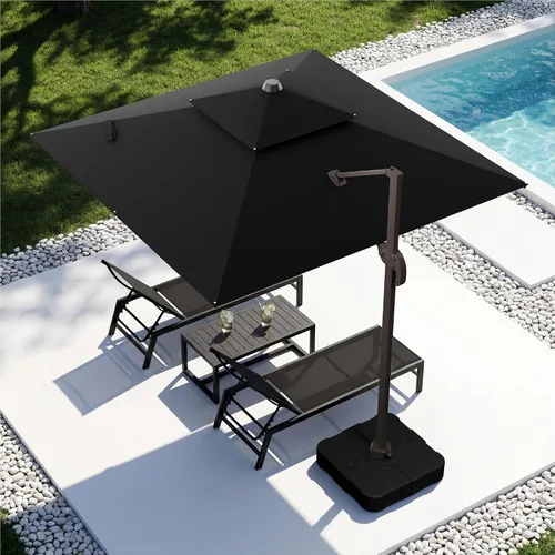 Vista 56 de Sombrilla voladiza para patio, 9 x 12 pies, sombrilla giratoria Beige