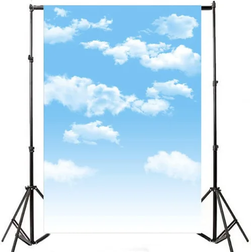 Vista 2 de AOFOTO Telones de fondo de cielo azul de 3 x 5 pies, nubes blancas, sesión de fotos, fondo de fotografía, accesorios de estudio, gota de video