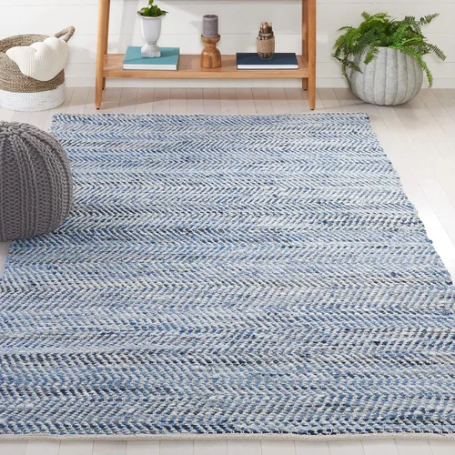 Vista 12 de SAFAVIEH Natura Collection - Alfombra de pasillo, 2 pies 3 pulgadas x 7 pies, azul y marfil, lana y algodón, ideal para dormitorio, vestíbulo