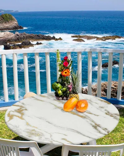 Vista 24 de Mantel ajustado para mesa redonda, mantel de otoño con hojas de otoño y calabaza de Acción de Gracias con borde elástico, mantel impermeable de Beige