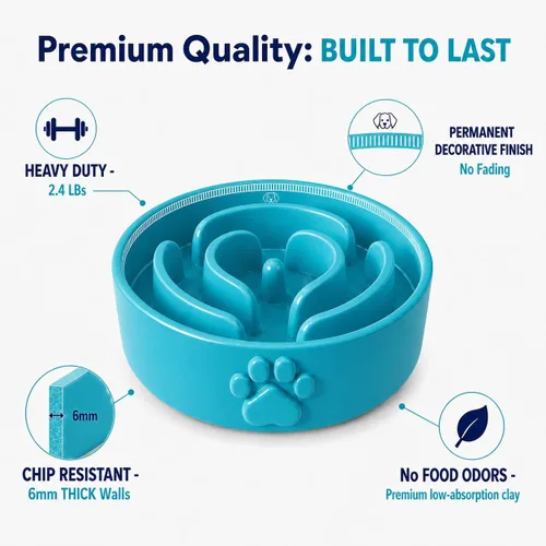 Vista 3 de Cuencos de cerámica para perros de 1.5 tazas, comedero lento para perros pequeños y medianos, apto para microondas, tazón de cerámica para mascotas