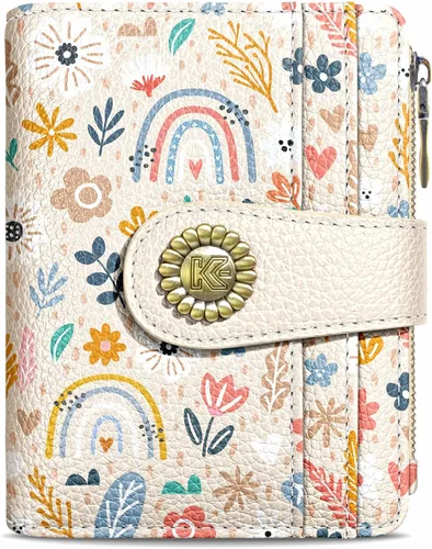 Vista 32 de Kelvoris Cartera pequeña Rfid para mujer, plegable, con cremallera, bolsillo para monedas, piel sintética, compacto, para tarjetas de crédito