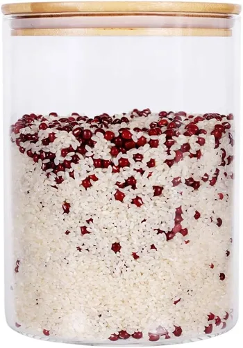 Vista 8 de Recipientes de almacenamiento de arroz de vidrio, tarros de comida de cocina de 60 onzas líquidas con tapa hermética, recipiente transparente