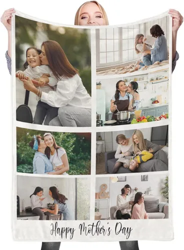Vista 18 de Regalos de cumpleaños personalizados, manta personalizada con mis propias fotos para mujeres, hombres, mamá, papá