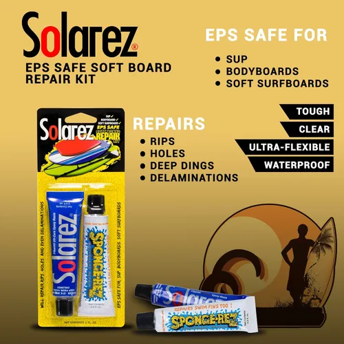 Vista 5 de SOLAREZ Kit de reparación de tablas suaves de curado UV EPS-Safe ~ Espuma de poliestireno y tablas de surf construidas con núcleo EPS