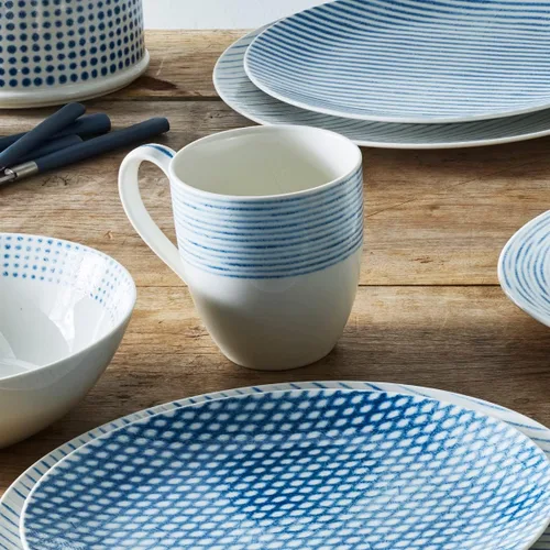 Vista 3 de Noritake Juego de 4 tazas de hamaca azul, 15 onzas.