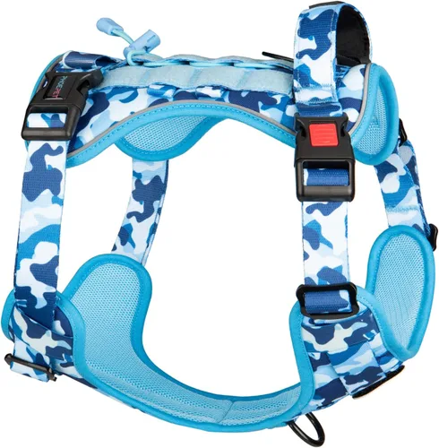 Vista 9 de PHOEPET Arnés táctico sin tirones para perro, chaleco de servicio con paneles Molle y bucle, fácil control con asa para perros pequeños (negro, S)