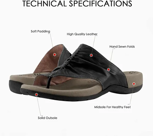 Vista 4 de BCSTUDIO Sandalias clásicas sin espalda para mujer, diseño de poste de dedo del pie, cómodas chanclas con soporte de arco