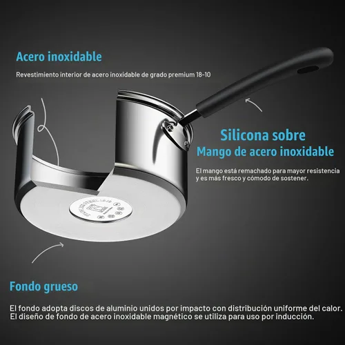 Vista 6 de Sartén para saltear con tapa Cook N Home, de acero inoxidable 10", Plateado