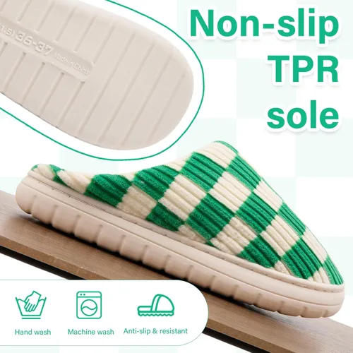 Vista 22 de Jaeynow Pantuflas mullidas para mujer en interiores, zapatos de casa unisex de espuma viscoelástica para hombre, zapatos de invierno cálidos