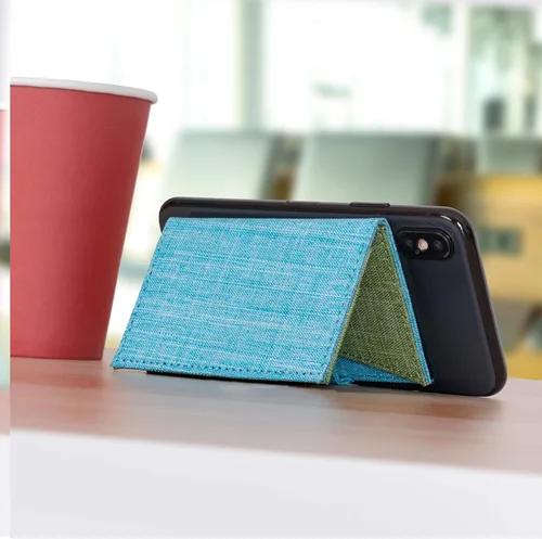 Vista 5 de Stick On Cartera del teléfono celular y titular de la tarjeta para la caja del teléfono Compatible con iPhone (azul verde)
