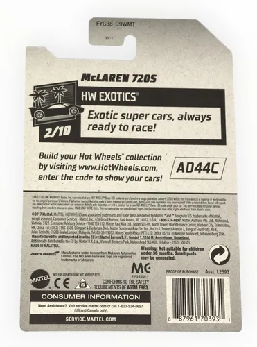 Vista 2 de Hot Wheels Exotics 2/10, Zamac McLaren 720S 221/250 [Tarjeta de mes 2019]