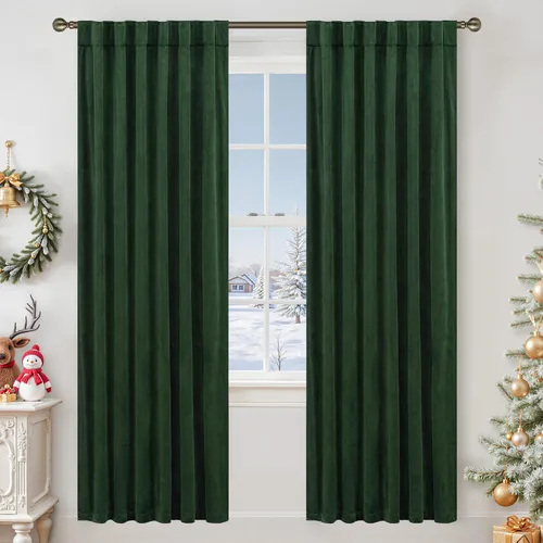 Vista 24 de LAMIT - Paneles de terciopelo beige para sala de estar de 72 pulgadas de largo, elegantes cortinas aisladas térmicamente e insonorizadas