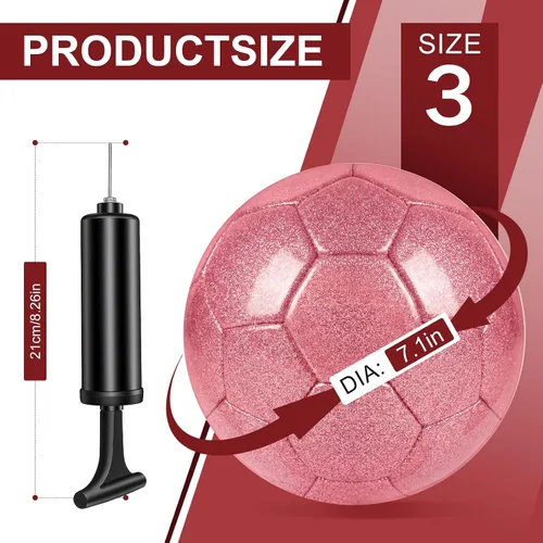 Vista 2 de 2 pelotas de fútbol con purpurina plateada con bomba y aguja, kit de pelota de fútbol para regreso a la escuela, regalos de cumpleaños, pelota
