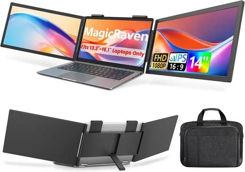 Vista 9 de MAGICRAVEN Extensor de pantalla para laptop, monitor portátil IPS de 14 pulgadas, 1080P, monitor de viaje para portátiles de 14 a 16.5 pulgadas