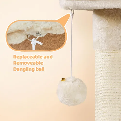 Vista 5 de Yaheetech Árbol para gatos, torre de escalada de varios niveles para gatos de interior, centro de actividades de mascotas, poste rascador, muebles
