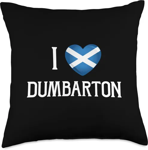 Vista 4 de I Love Dumbarton Scotland Flag Heart Saltire Scottish Throw Pillow