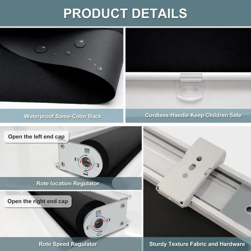 Vista 7 de AOSKY Persianas Enrollables Sin Cordón Opacas para Ventanas Oscurecimiento de Habitación Persianas Enrolladas con Sistema de Resorte, Protección UV