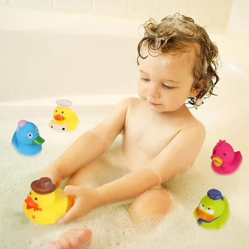 Vista 5 de Arttyma Patos de Goma a Granel, Surtido de Patitos para Flotadores de Jeep Pato para Baño Juguetes de Baño Favores de Fiesta (Paquete de 30)