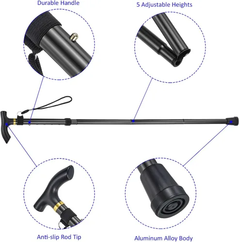 Vista 5 de M METERXITY Trekking Poles - Collapsible Hiking Walking Sticks, Telescopic & Folding, Apply to Women Walking Backpacking