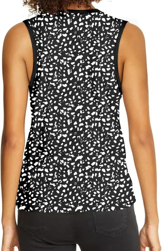 Vista 3 de Dokotoo Camisetas sin mangas con estampado de leopardo para mujer, cuello redondo, sin mangas, para verano, estilo casual