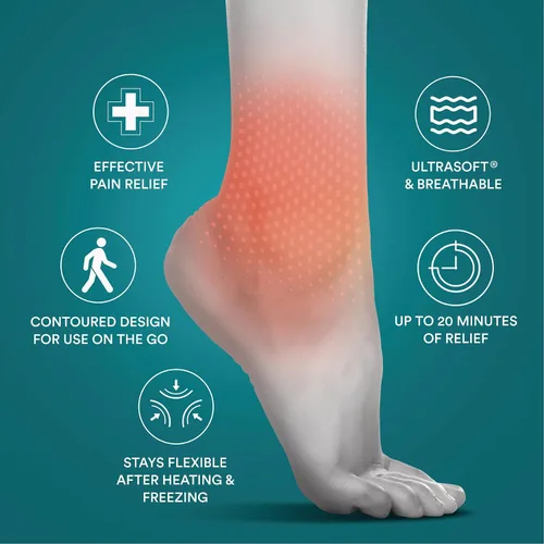 Vista 2 de Homedics Tobillera de gel para alivio de calor y frío, terapia de calor o hielo para tobillos y talones adoloridos, tela elástica suave al tacto