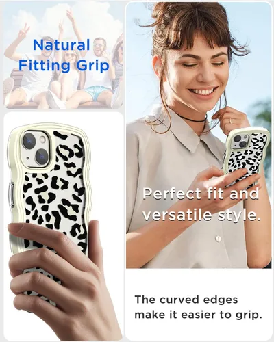 Vista 6 de AICase Funda para iPhone con estampado de leopardo/guepardo para iPhone (amarillo, iPhone 11)