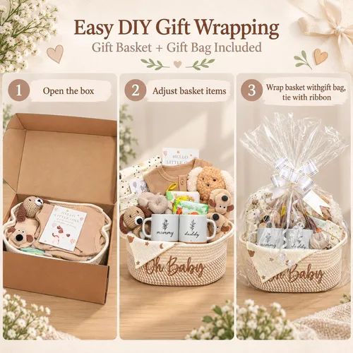 Vista 8 de Cesta de regalos para bebé, bebé recién nacido y regalo para padres nuevos