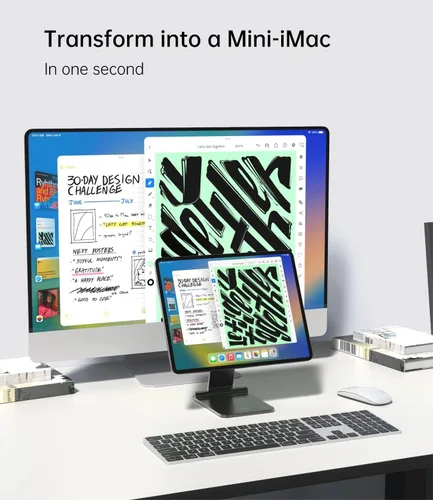Vista 3 de KU XIU Soporte magnético plegable solo para iPad Pro 11 M4 (2024), soporte de tableta ajustable de aleación de aluminio de 360°, soporte