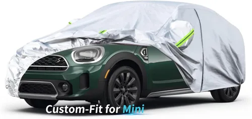Vista 8 de Funda a medida para automóvil mini-auto, 7 capas de cubierta impermeable para todo tipo de clima, para exteriores, cubierta completa contra la Negro