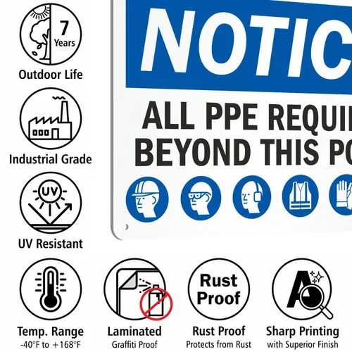 Vista 10 de SmartSign Aviso - Todo el PPE necesario más allá de este punto" Letrero Aluminio de 10 x 14 pulgadas