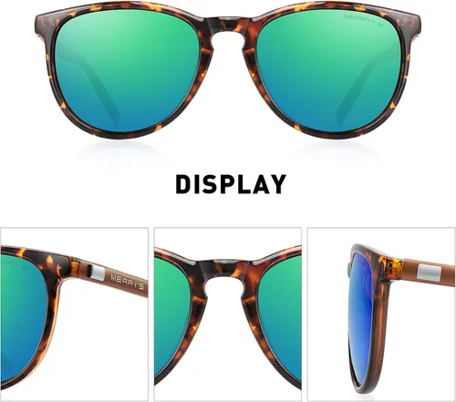 Vista 3 de MERRYS Polarized Sunglasses for Women Men Vintage Retro Classic Round Frame Aluminum Legs S8288
