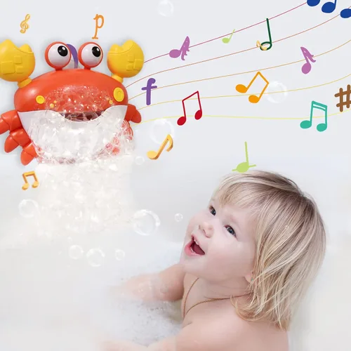 Vista 2 de Charmspal Juguete de baño para niños pequeños, juguetes de baño de cangrejo para niños, juguetes de bañera con burbujas musicales, juguetes de baño