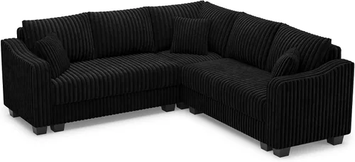 Vista 9 de Belffin - Sofá seccional convertible con chaise, sofá seccional en forma de L, sofá reversible de esquina tapizado para sala de estar, de corduroy