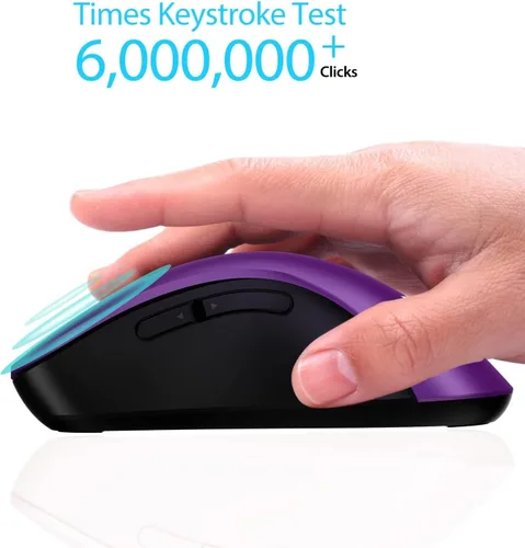 Vista 16 de memzuoix Ratón inalámbrico de 2.4G, mouse de computadora de 1400 DPI con receptor USB, ratones USB inalámbricos portátiles a batería para laptop