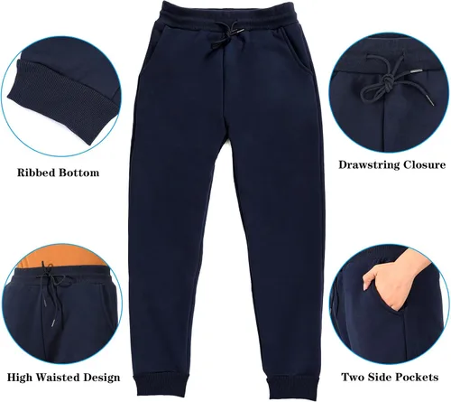 Vista 3 de MAYSTEPPE Pantalones deportivos con forro polar para mujer, pantalones deportivos con forro polar cálido para invierno, pantalones deportivos