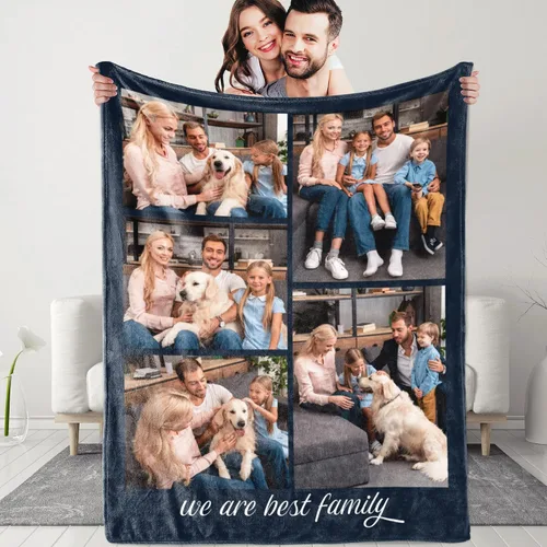Vista 18 de Mantas personalizadas con fotos y texto, manta personalizada con imágenes, para memoria familiar, cumpleaños, Halloween, Navidad, Día del Padre, 30
