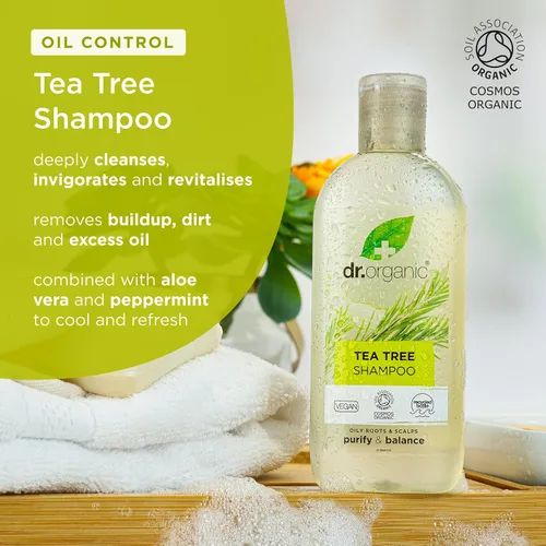 Vista 2 de Organic Doctor Árbol de té, champú, 9 onzas líquidas