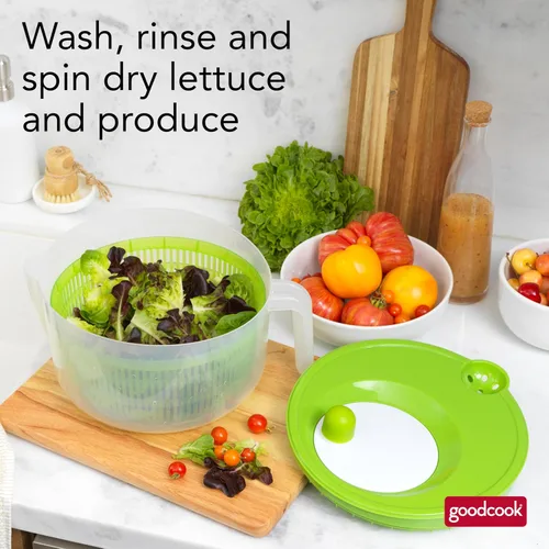 Vista 10 de GoodCook Deluxe, para ensalada, 6 cuartos de galón de capacidad, perilla de giro fácil, boquilla de vertido integrada, cesta multiuso, duradero