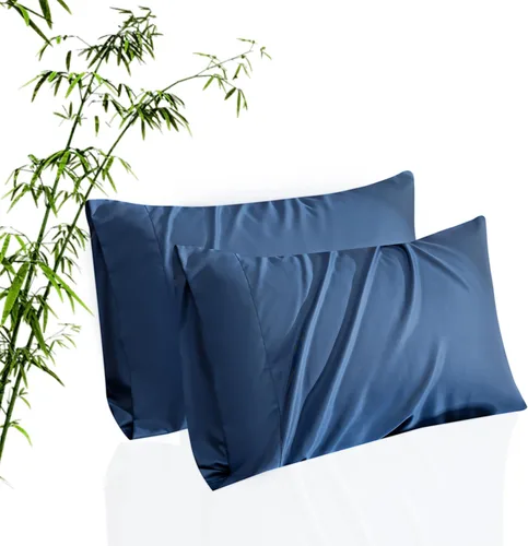 Vista 45 de Fundas de almohada tamaño estándar paquete de 2, fundas de almohada de rayón de bambú refrescantes con cierre de sobre, fundas de almohada frescas