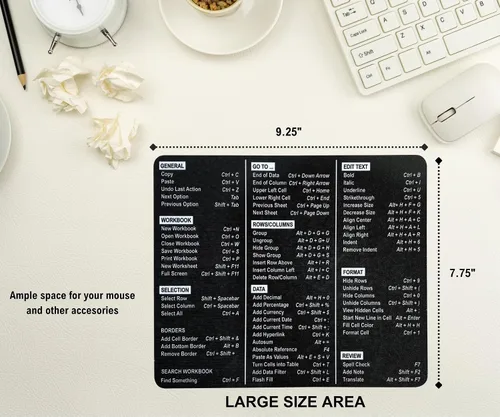 Vista 6 de Monilee - Alfombrilla para mouse con estampado negro sólido, calidad premium, para uso diario Increase your productivity: Our Excel Shortcuts