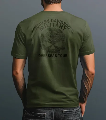 Vista 3 de Harley-Davidson Camiseta militar exclusiva de la marca Harley con licencia para hombre