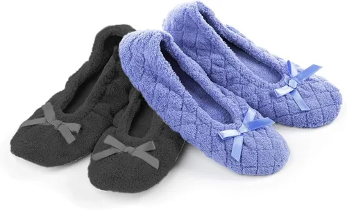 Vista 6 de Isotoner Zapatillas de bailarina Mictroterry con lazo de satén para mujer (2 unidades)