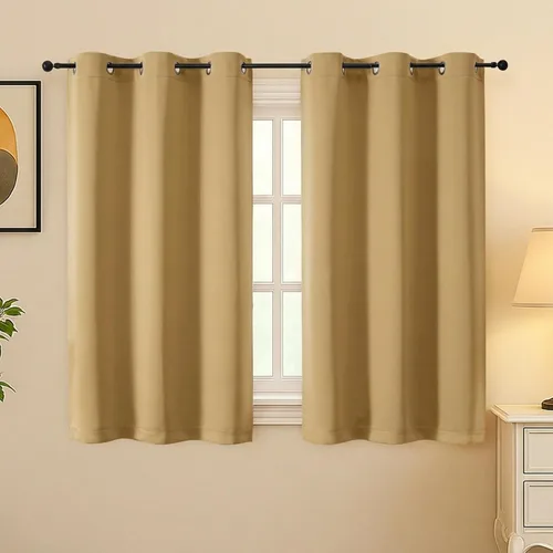 Vista 29 de Simplebrand Juego de 2 paneles de cenefa aguamarina para ventana de cocina de 14 pulgadas de largo, cortinas de oscurecimiento de habitación