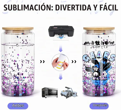 Vista 4 de AGH Vaso de globo de nieve de sublimación de 16 onzas con tapas y pajitas de bambú, paquete de 25 vasos de lata de cerveza de sublimación de doble