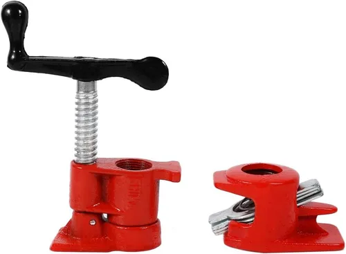 Vista 3 de Juego de 4 abrazaderas de tubo de encolado de madera de 3/4 pulgadas de liberación rápida de hierro fundido resistente, abrazaderas de tubería