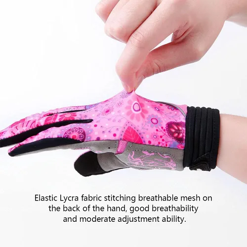 Vista 5 de DuShow Guantes de ciclismo para mujer, guantes de ciclismo de montaña para mujer, guantes acolchados de gel para pantalla táctil, guantes